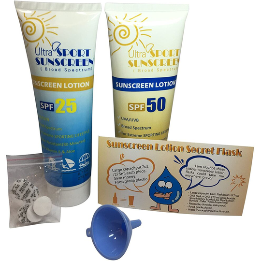 Sly Sippy Sunscreen Lotion Secret Flask (2 Pack) 275 ML/9.7oz