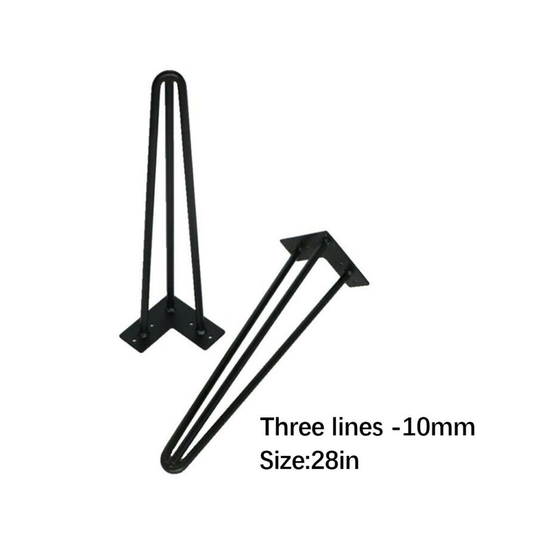 (28''/71cm-3 Prong) 4 x Hairpin Table Legs Hair Pin Legs Set