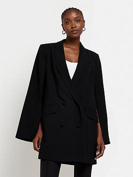 River Island Cape Relaxed Blazer Dress - Black, Black, Size 8, Women