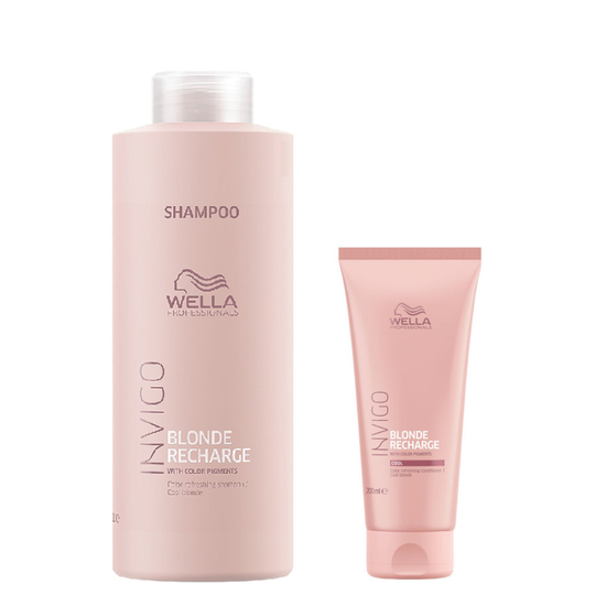 Wella INVIGO Recharge Cool Blonde Color Refreshing Shampoo 1000ml and Conditioner 200ml