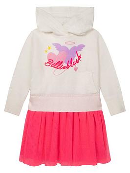 Billieblush Girls Hooded Mesh Tutu Dress - Ivory