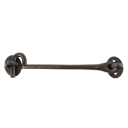 Black 225mm Rustic Cabin Hook and Eye - Cast Iron Antique Barn Door Gate Latch Lock - by Hammer & Tongs