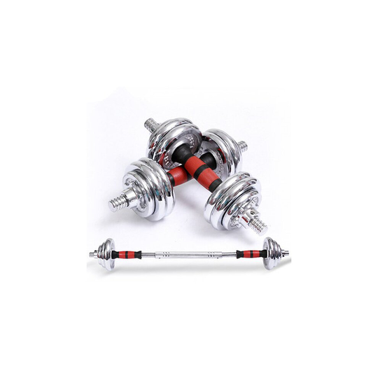 20Kg Adjustable Dumbbell & Barbell Set Combo in chrome