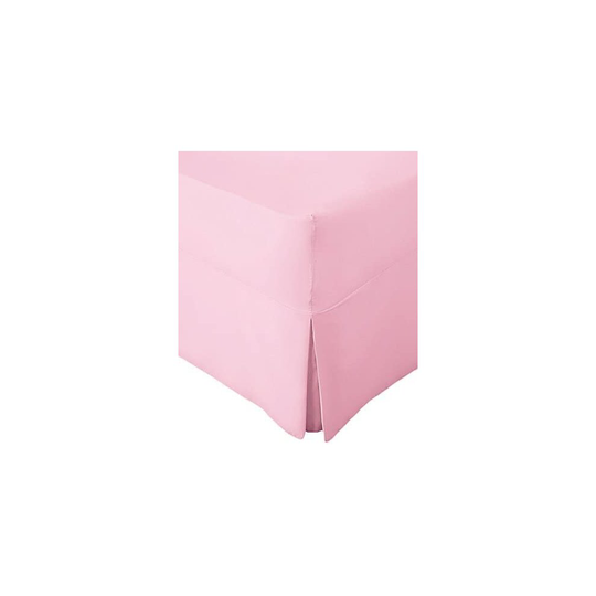 (4FT Small Double, Pink) Non-Iron Percale Fitted Valance Sheet Pleated