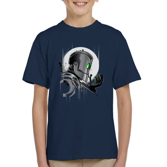 (X-Small, Navy Blue) Iron Giant My Giant Friend Kid's T-Shirt