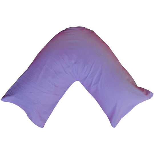 (Purple) Back & Neck Support Polycotton V Shaped Orthopedic/Pregnancy/Nursing Pillowcase