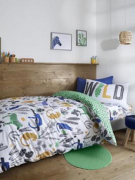 Pineapple Elephant Wild Jungle Animals Duvet Cover Set - White/Multi, Multi, Size Single