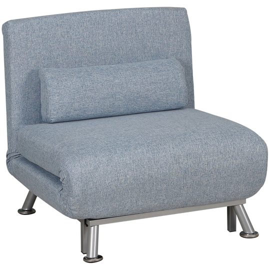 HOMCOM Folding 5 Position Convertible Sleeper Chair Sofa Bed Blue