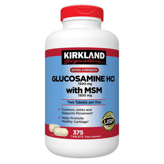 Kirkland Signature Extra Strength Glucosamine HCI + MSM, 375 Tablets