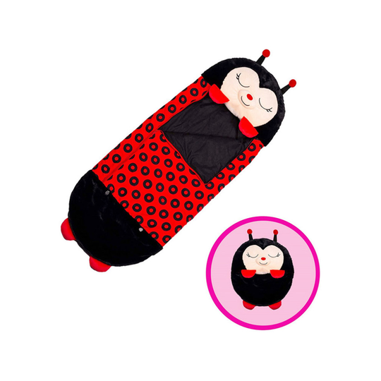 (Red ladybug, 160*60cm ) Sleeping Bag Happy Nappers Kids Cartoon Sleepsacks Plush Pillow Animal Sleep Sack