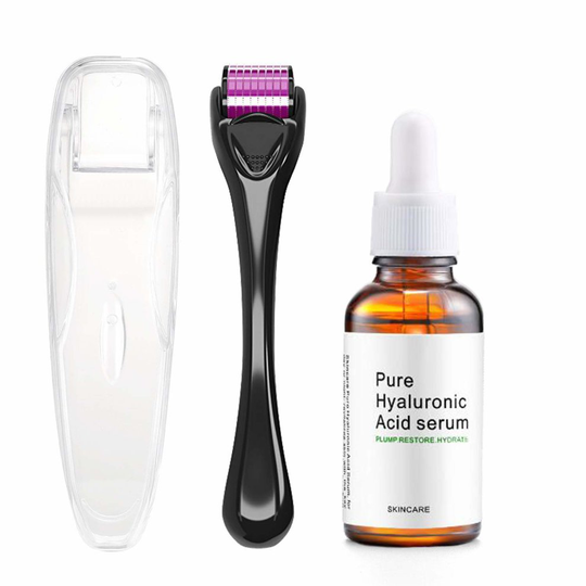 Endim Titanium Microneedle Derma Roller 540 Micro Needles Skin Care Needle 0.25mm+hyaluronic acid serum-EOE