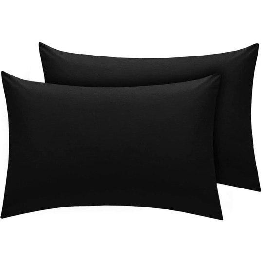 (Pillow Pair, Black) Deep fitted Sheet 25cm BedSheets 100% PolyCotton