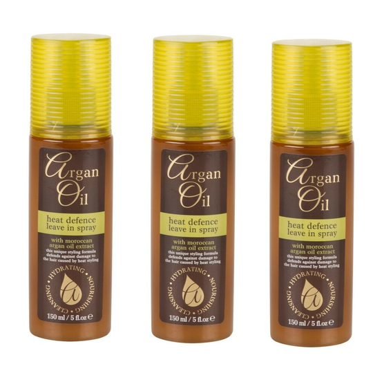 3 x 150ml Heat Defence Protector Leave In Spray With Moroccan Argan Oil Extract