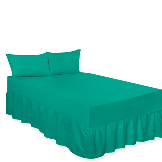 (Fitted Valance Sheet Teal King) Premium Percale Polycotton Plain Fitted Valance Sheets. Colourful Bedding Ideal for Bed Room Home Décor Sheets.