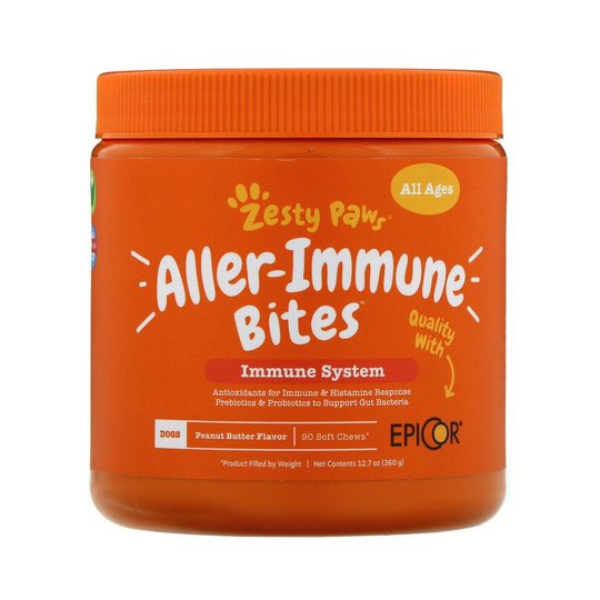 Zesty Paws, 90 Aller-Immune Bites for Dogs, Peanut Butter