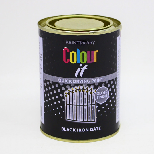 Paint Factory Colour It 300ml Iron Gate Black Gloss Metal Steel Railings Paint