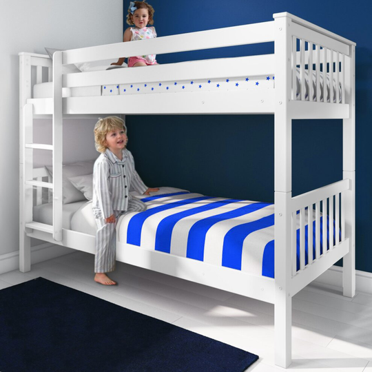 Double Bed Bunk Beds Frame Pine Wood Kids Children Sleeper Bunk Bed Frame White