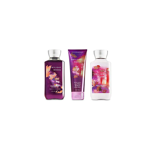 Bath & Body Works, Ultra Shea Body Cream, Body Lotion, Shower Gel, Twilight Woods Bundle (3-Pack)