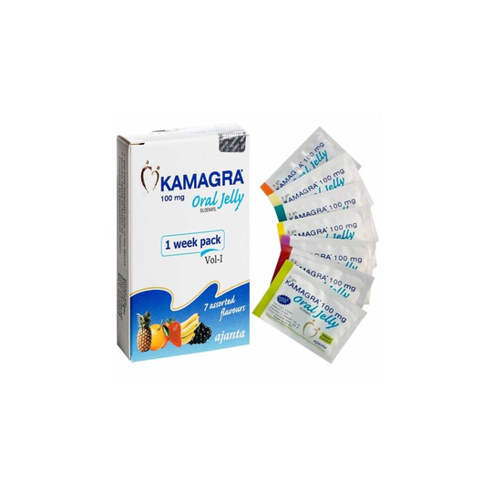 Kamagra Oral Jelly 7 Assorted Flavours Sachet One Week Pack - 100mg