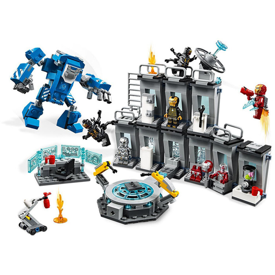 560pcs Marvel Avengers Iron Man Metal Suit Showroom Building Blocks Minifigures Set Fit for Lego