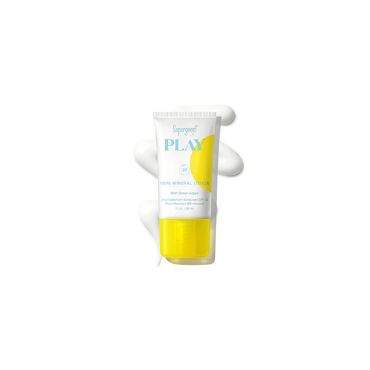 Supergoop PLAY 100% Mineral Lotion - 1 fl oz - Broad Spectrum SPF 30 Sunscreen for Face & Body - Lightweight, Fast Absorbing + Water-Resistant - With