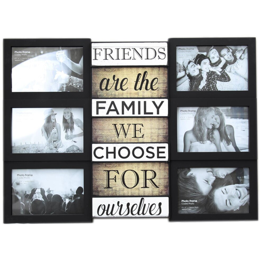 Large 6 Aperture Black Plastic Multiframe Collage Picture Quote Photo Frame ~ Friends