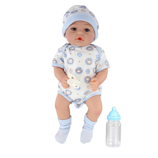 (Open Eyes Boy) The Magic Toy Shop 17" Realistic Reborn Baby Doll Girl Boy Handmade Sleeping Open Eyes Dummy Bottle