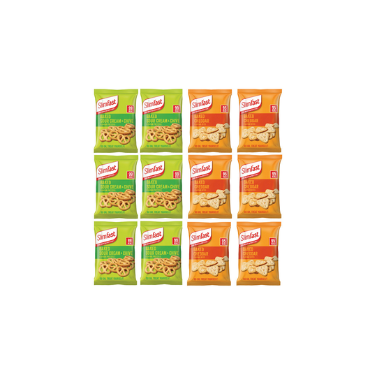 SlimFast Sour Cream & Chive Pretzels x6 SlimFast Cheddar Bites x6 Best Before 03.23