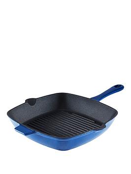 Tower Barbary &Amp; Oak 26Cm Cast Iron Grill Pan - Blue