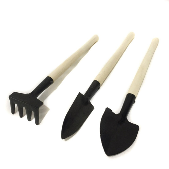 Mini Garden Tools Shovel Rake Spade Wooden Handle Metal Head Tool Set