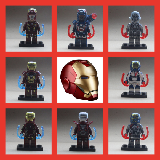(Iron Man 8 Pieces) Avengers Super Heroes Mini Figures Fits Lego Sets