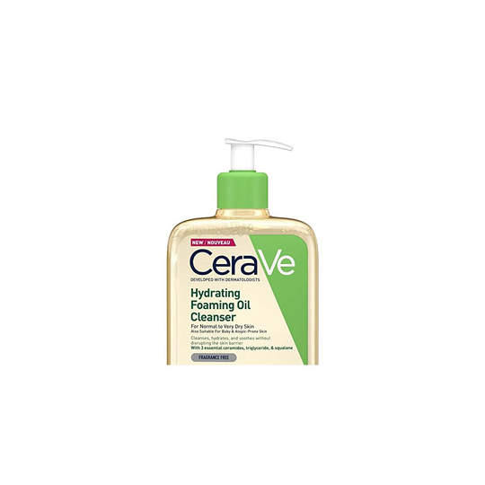 CeraVe Hydrating Foaming Oil Cleanser 473ml for Normal to Very Dry Skin with Squalane, Triglyceride and 3 Essential Ceramides. For Face and Body