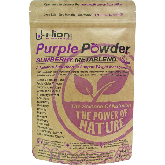 SAVE £8!! Hion Purple Powder - SLIMBERRY METABLEND ✸ WINNER OF"BEST WEIGHT MANAGEMENT SUPPLEMENT" - HEALTHY AWARDS ✸ Vegan, alkaline and...