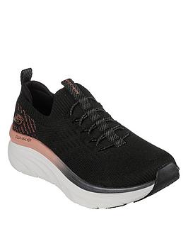 Skechers D'lux Bungee Lace Trainer, Black, Size 3, Women