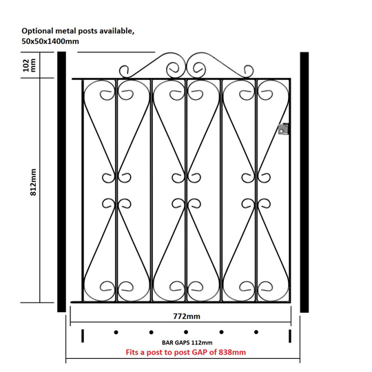 (838mm GAP X 914mm High Galvanised) Regent Scroll Garden Gates galvanised metal iron