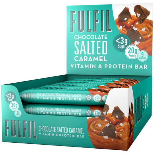 FULFIL Vitamin and Protein Bar (15 x 55g Bars) - Chocolate Salted Caramel Flavour - 20g High Protein, 9 Vitamins, Low Sugar