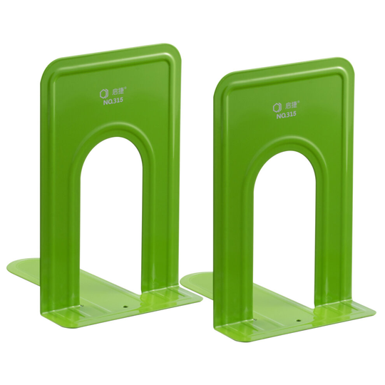 (Green) Pair of Heavy Duty Metal Bookend Book End Stand Support Office Stationery School