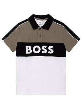 Boss Boys Colour Block Short Sleeve Polo Shirt - White