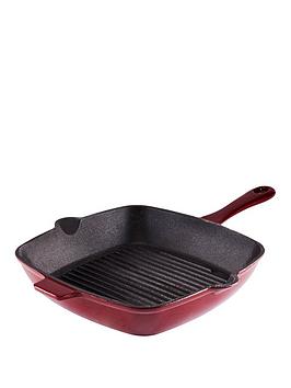 Tower Barbary &Amp; Oak 26Cm Cast Iron Grill Pan - Red