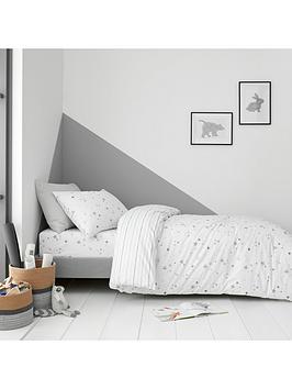 Little Bianca Stars Cotton Duvet Cover Set - White And Grey