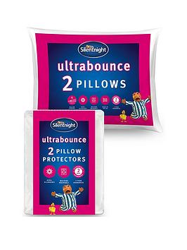 Silentnight Ultrabounce Pillow 2 Pack + Pillow Protector 2 Pack - White