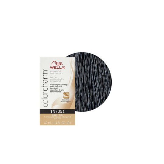 (1N Black) Wella 1N Black Color Charm Permanent Liquid Haircolor