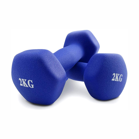 (2 x 2 Kg Blue) Dumbbell Hand Weights Ladies Dumbells Set Men Cast Iron Fitness Yoga Home Gym UK