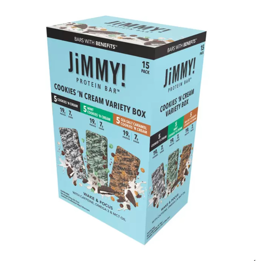 JiMMY! Protein Bars Cookies 'N Cream Variety Box, 15 x 58g