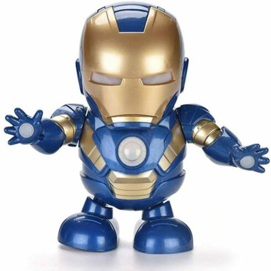 (Iron Man Blue) The Avengers Action Figure Dance Hero Robot Toy Dancing Music With Light Sound Gift
