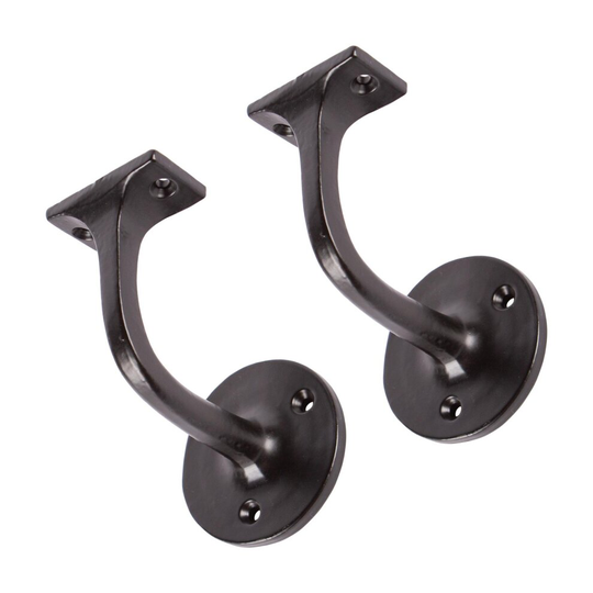Hammer & Tongs Wrought Iron Handrail Bracket - 75mm x 85mm - Black - Pack of 2