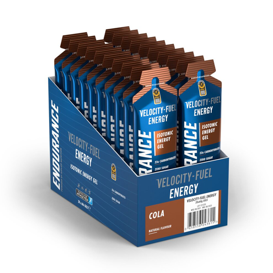 (Cola) Endurance Velocity Fuel Energy - Caffeine Free Sports Nutrition Energy Gel - Pack of 20 x 60g