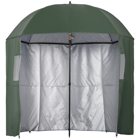Outsunny 2m Beach Parasol with Sides Fishing Umbrella, UV30+ Green