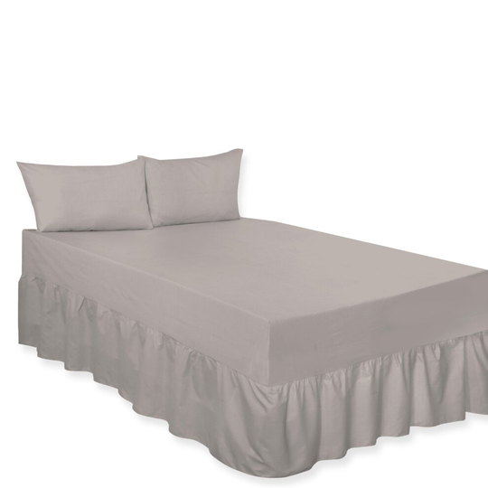 (Fitted Valance Sheet Grey Double) Premium Percale Polycotton Plain Fitted Valance Sheets. Colourful Bedding Ideal for Bed Room Home Décor Sheets.