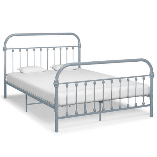 vidaXL Bed Frame Metal Grey 140x200cm Bedroom Furniture Sleeping Double Bed